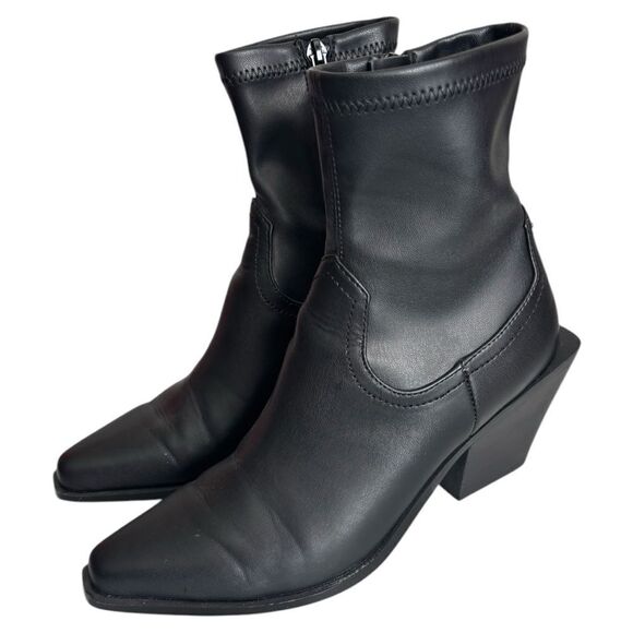 Steve Madden Alecia Western Booties Block Heel Pointed Toe - Picture 2 of 12